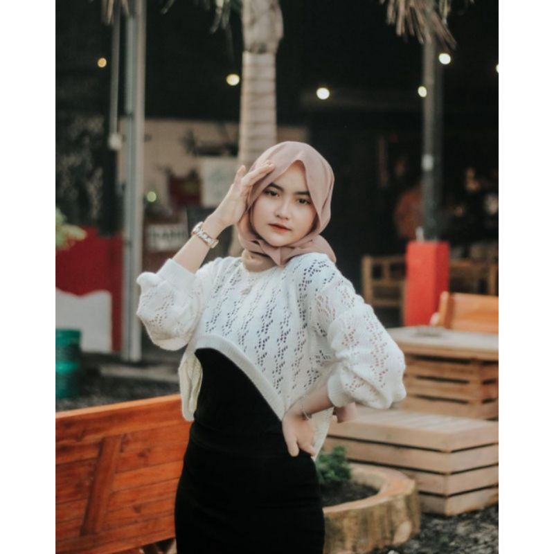 MILKA BALON OUTER CROP | Milka balon crop rajut | Crop rajut wanita | Sweater crop wanita | Outer ke