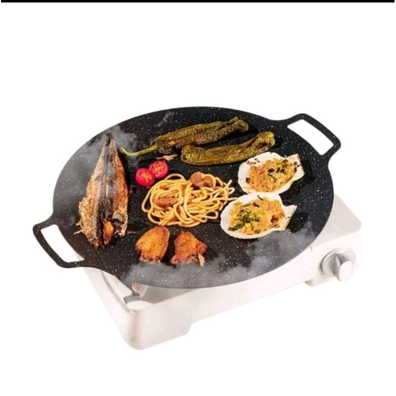 wajan konduksi 34 cm wajan grill barbeque BBQ anti lengket wajan serbaguna panggang