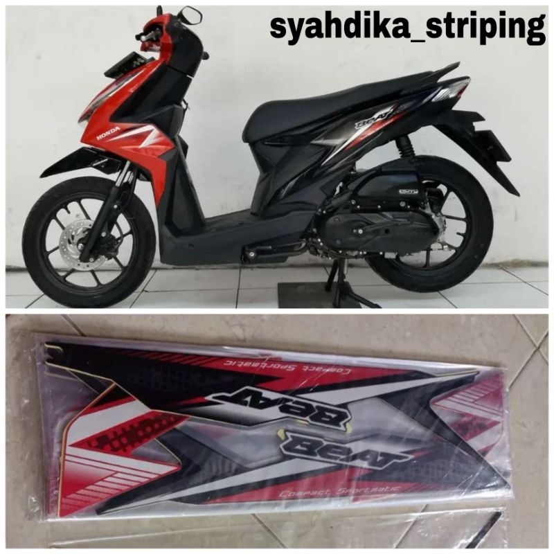STIKER STRIPING LIS BODY HONDA BEAT CBS MERAH HITAM 2020 ORIGINAL