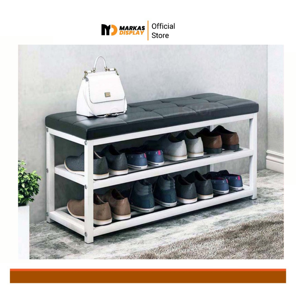 Rak Display Sepatu Duduk Besi Kokoh