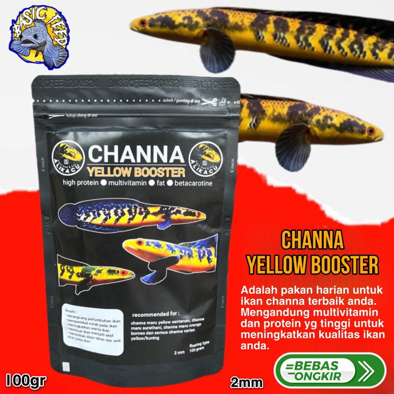 CHANNA YELLOW BOOSTER | setara pelet premium 88 | pelet ikan channa maru yellow sentarum | pakan ika