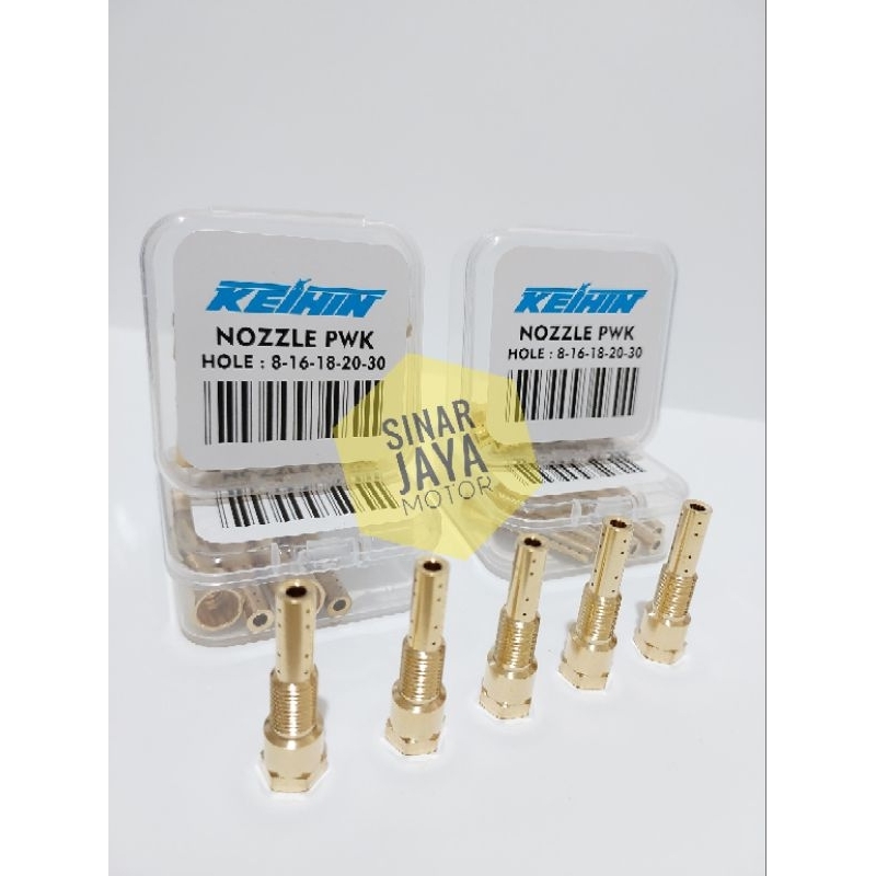 NOZZLE NOZEL KEIHIN PWK PWM PAKETAN ISI 5PCS 8H 16H 18H 20H 30H KUNINGAN