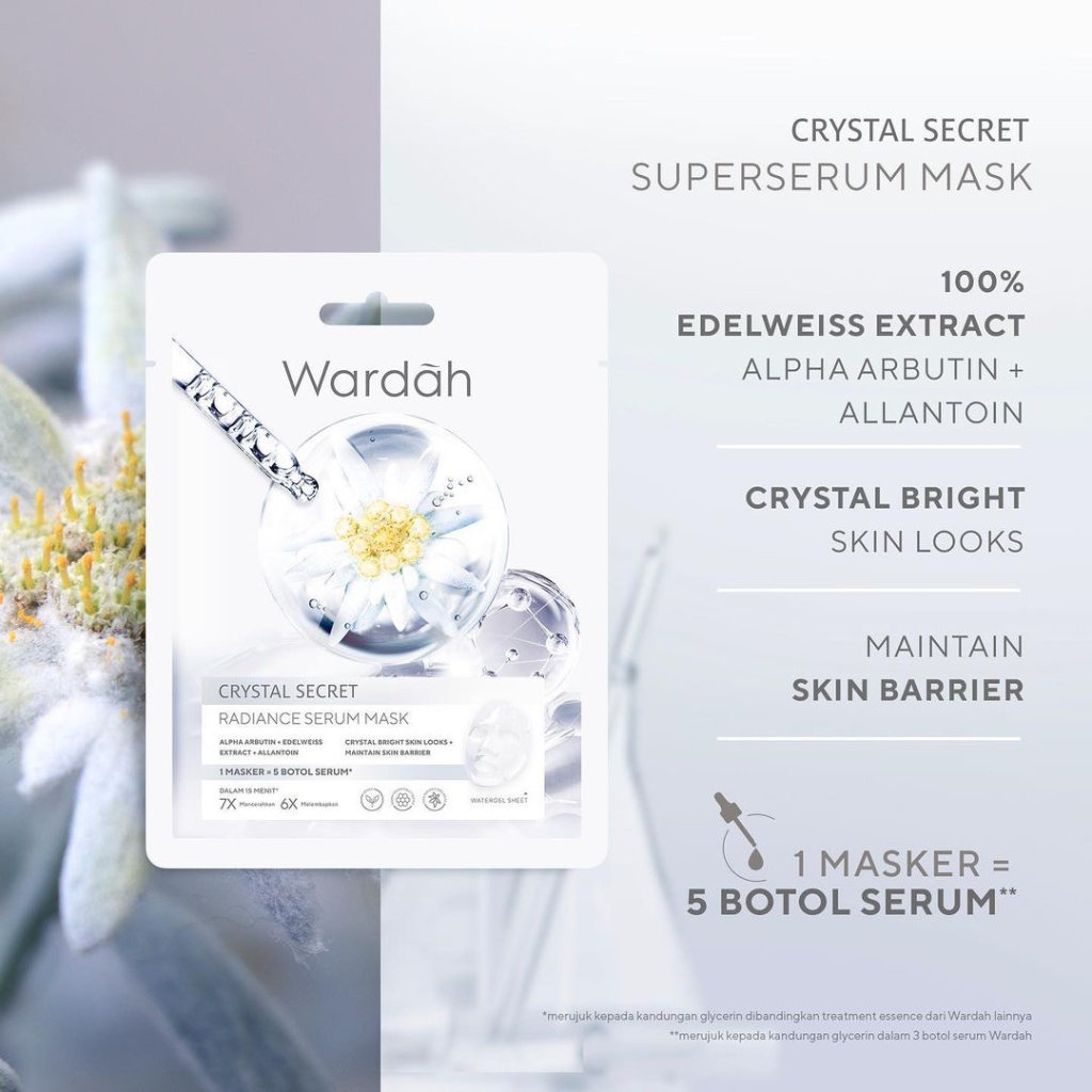 WARDAH Superserum Mask Series Indonesia / Masker Wajah 20ml / Lightening / Crystal Secret Radiance Serum /Nature Daily / C-Defense / Acnederm / Brightening Acne Moisturizing / Mencerahkan Melembabkan Berjerawat / Skincare Face Care / Facial Essence Sheet