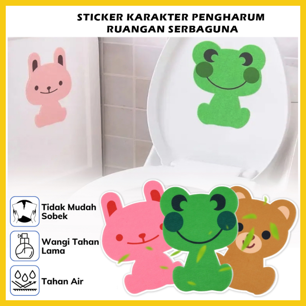 PEWANGI Stiker Tempel Dinding Ruangan Kartun Lucu Beraroma Menghilangkan Bau Toilet Tahan Air Sticker