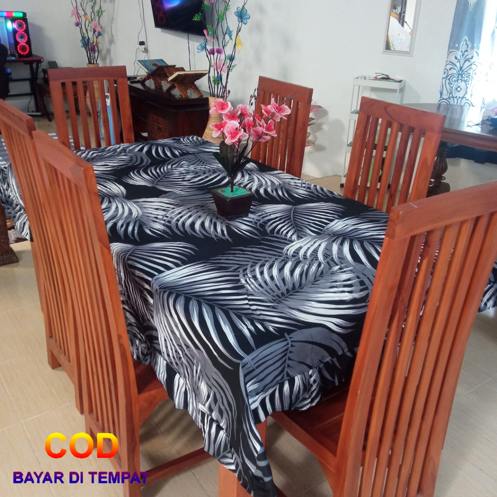 ✅COD TAPLAK MEJA MAKAN KAIN RUMBAI BESAR 140X220 PERLENGKAPAN SET DEKORASI FURNITURE RUMAH MINIMALIS