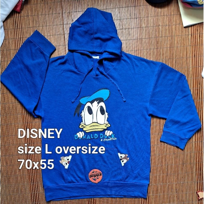 Sweater Hoodie DISNEY Biru Big Logo Karakter Kartun Oversize