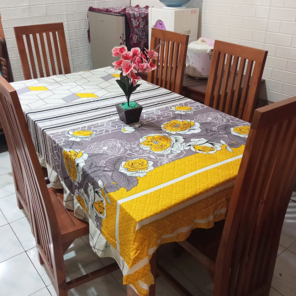 [✅COD] Taplak Meja Kain 140x220 Model Rumbai Aneka Motif Perlengkapan Dekorasi Ruang Makan Dapur Rumah