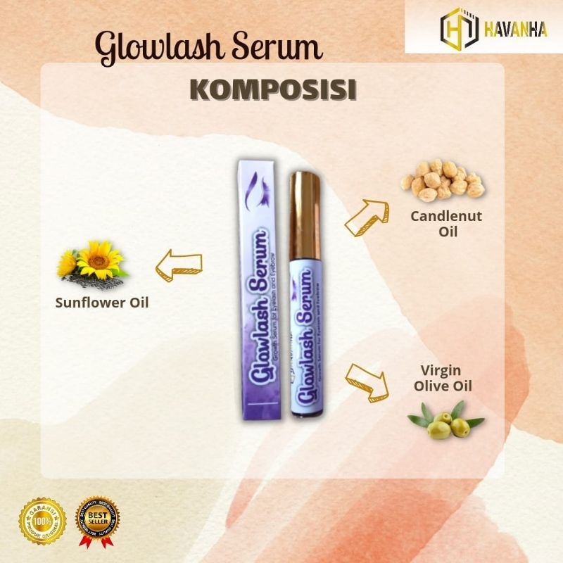 HAVANHA - Serum Bulu Mata GLOWLASH SERUM Penumbuh Pelentik Bulu Mata dan Alis Alami Permanen Cepat Ampuh Eyelash Eyebrow lash brow Serum