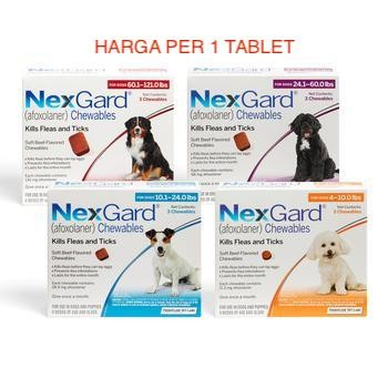 Obat Kutu Anjing Nexgard 2-4KG 4-10KG 10-25KG Dog Flea Tick Chewable Luka Demodex Kulit Bulu 2 Kg 4 Kg 10 Kg 2Kg 4Kg 10Kg