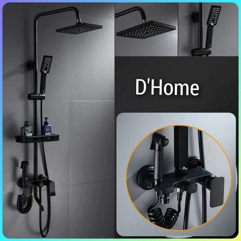 Shower Tiang  Minimalist Panas Dingin. Shower kolom . kram shower Panas dingin hitam