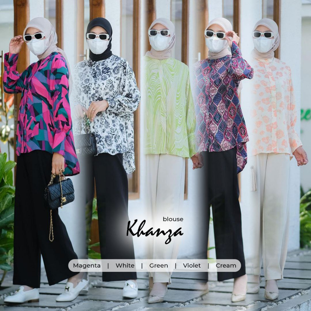 Kemeja Khanza by D'LOVERA Baju Pakaian Blouse Wanita Kerah Motif Wanita