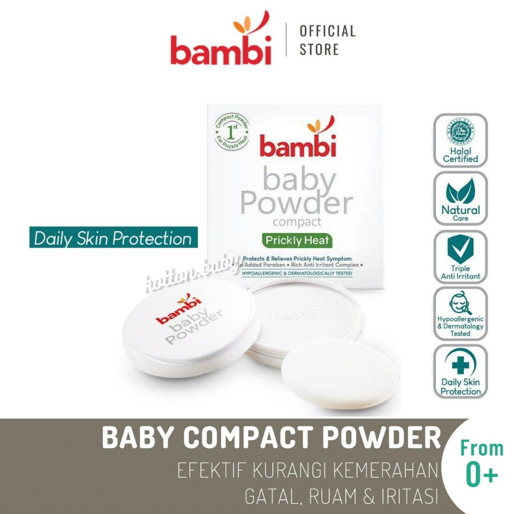 Bambi Baby Compact Powder Dermacare 40gr | Bedak Padat Bayi Anak Khusus kulit Atopic / Eczema / Eksim / Triple Ceramide Powder | Bedak Atopik Pertama di INDONESIA