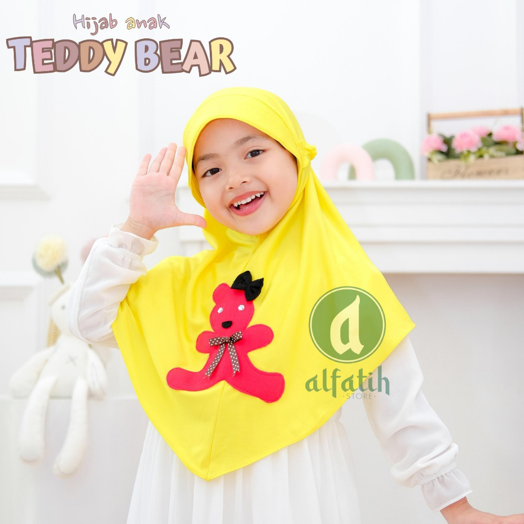 JILBAB ANAK TK - SD TEDDY BEAR / BERUANG / JILBAB ANAK USIA 4-7 TAHUN / PAKAIAN MUSLIM ANAK PEREMPUAN / KERUDUNG ANAK TK / HIJAB ANAK TK-SD KHIMAR ANAK