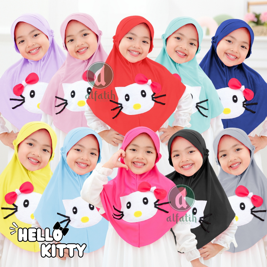 JILBAB ANAK TK - SD HELLO KITTY / HELLO KITTY / JILBAB ANAK USIA 4-7 TAHUN / PAKAIAN MUSLIM ANAK PEREMPUAN / KERUDUNG ANAK TK / HIJAB ANAK TK-SD KHIMAR ANAK