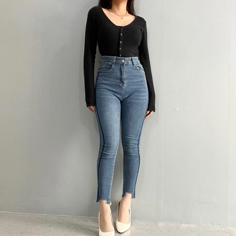 [LUXE.DLABEL] - Jeans 141 | Celana Panjang Highwaist Wanita Jeans Import Premium Quality Jeans Wanita Polos Ripped Jeans Highwaist Jeans Wanita Bangkok Skinny Jeans Highwaist Baggy Wideleg Jeans Kulot jeans Boyfriend Jeans Kargo Jeans Cargo jeans BKK
