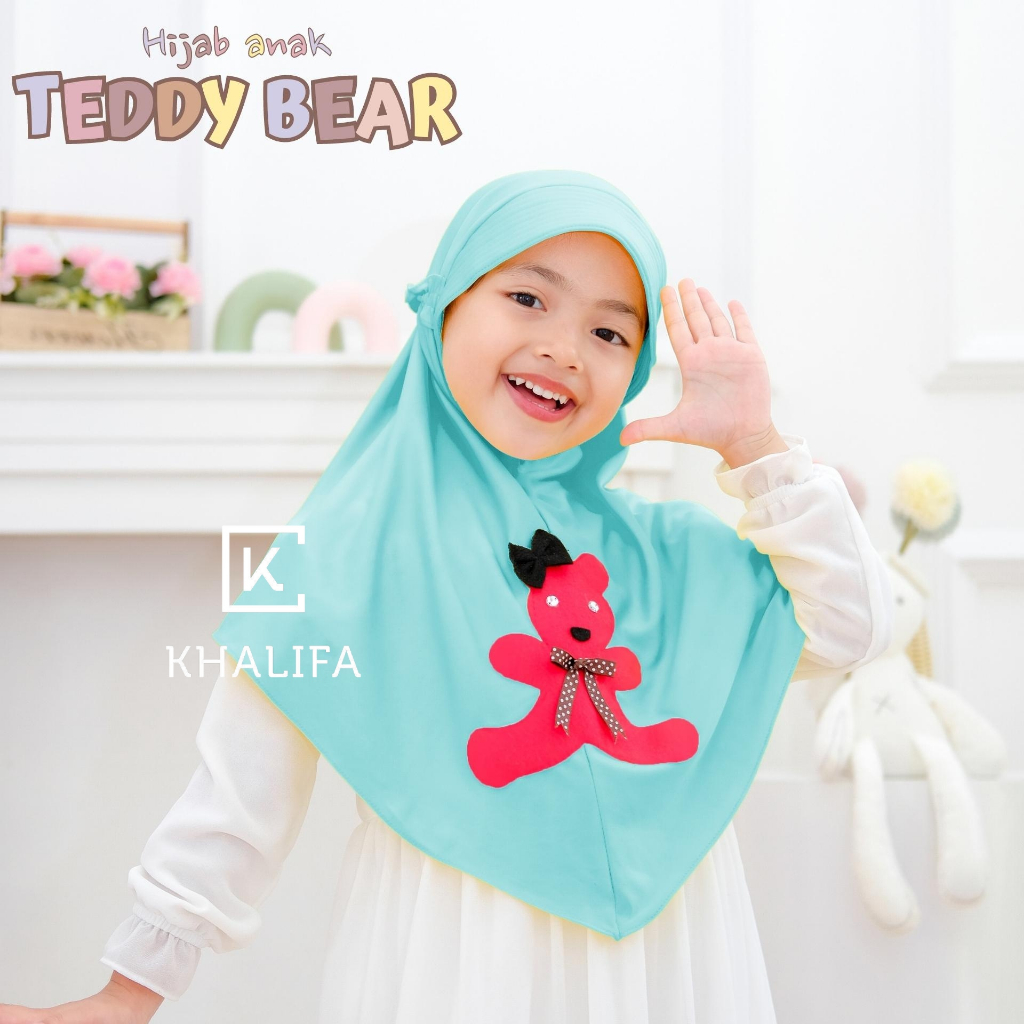 Jilbab Anak Bear / Hijab Anak Karakter Beruang  Bergo Anak Bear / Jilbab Anak Bergo Bear / Hijab Bea