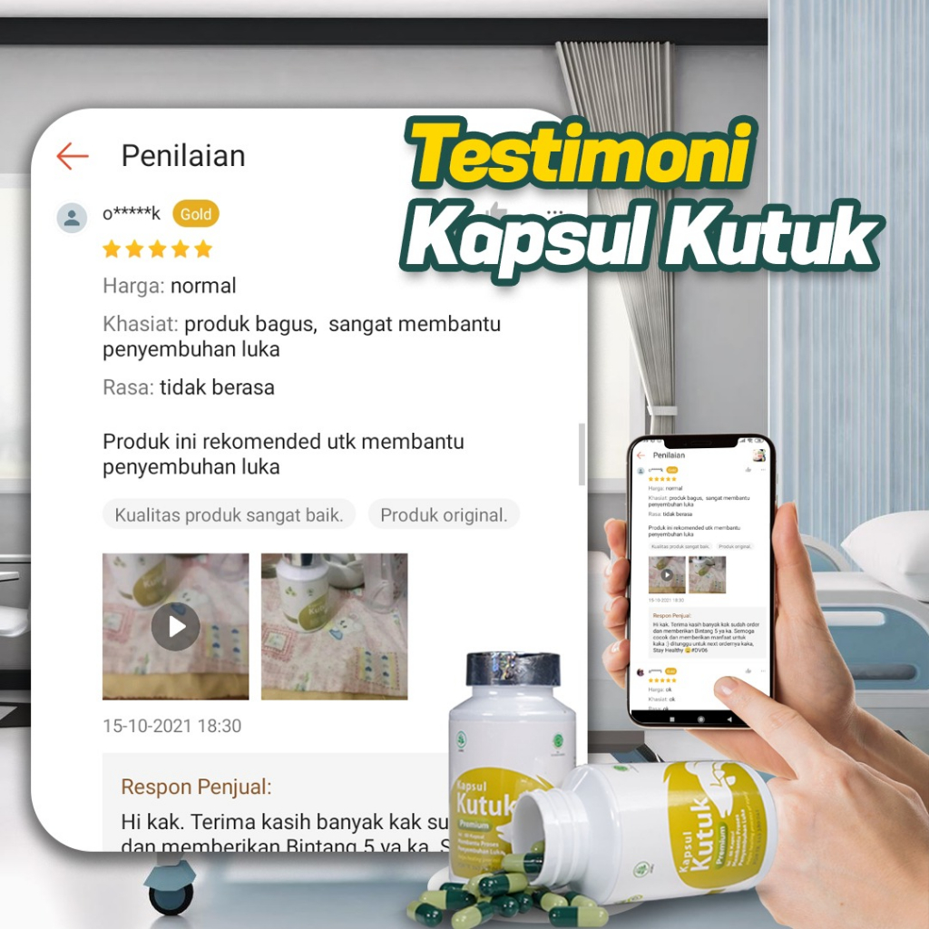 Kapsul Kutuk - Multivitamin 5x Luka Lebih Cepat Kering Sari Albumin Pasca Operasi Caesar Sesar Hernia Luka Diabetes Diabet Terapi Gagal Ginjal Gastritis TBC Infeksi Paru Isi 60 Kapsul