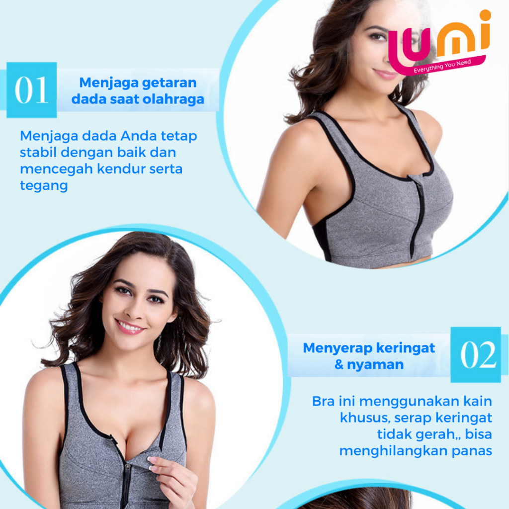 Sport Bra Resletting Zipper / Resleting Depan / Sport Bra Seleting