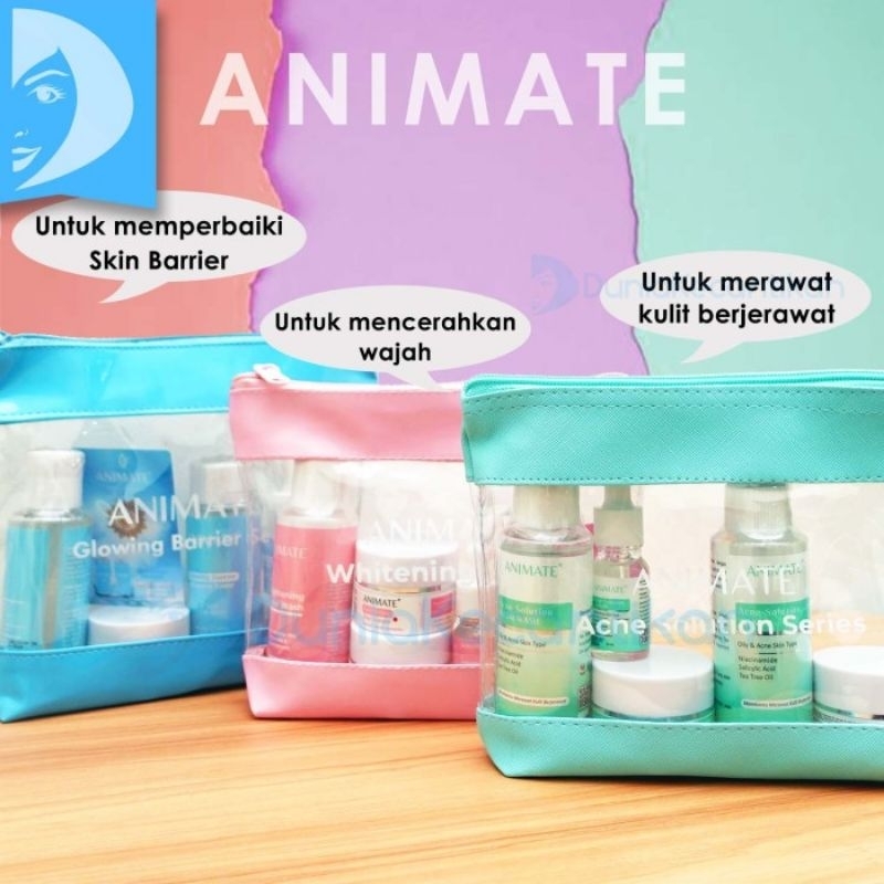 PAKET ANIMATE WHITENING SERIES 5 IN 1 / GLOWING BARRIER SERIES / ACNE SOLUTION SERIES