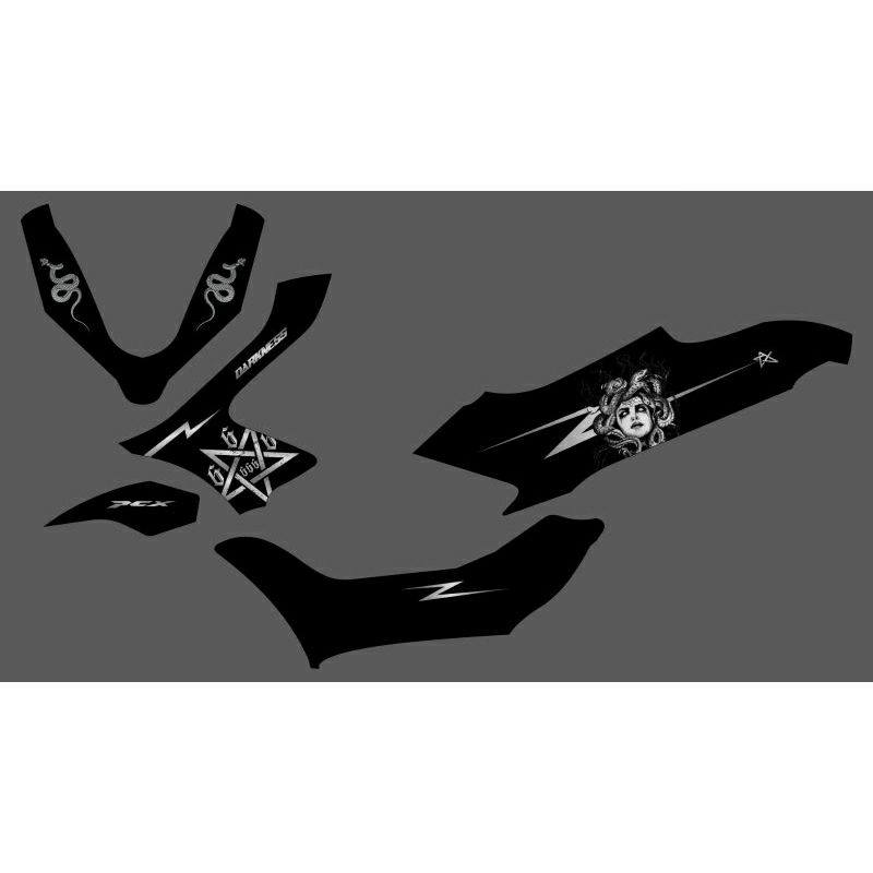 striping sticker PCX 150 transparan custom motif medusa 666