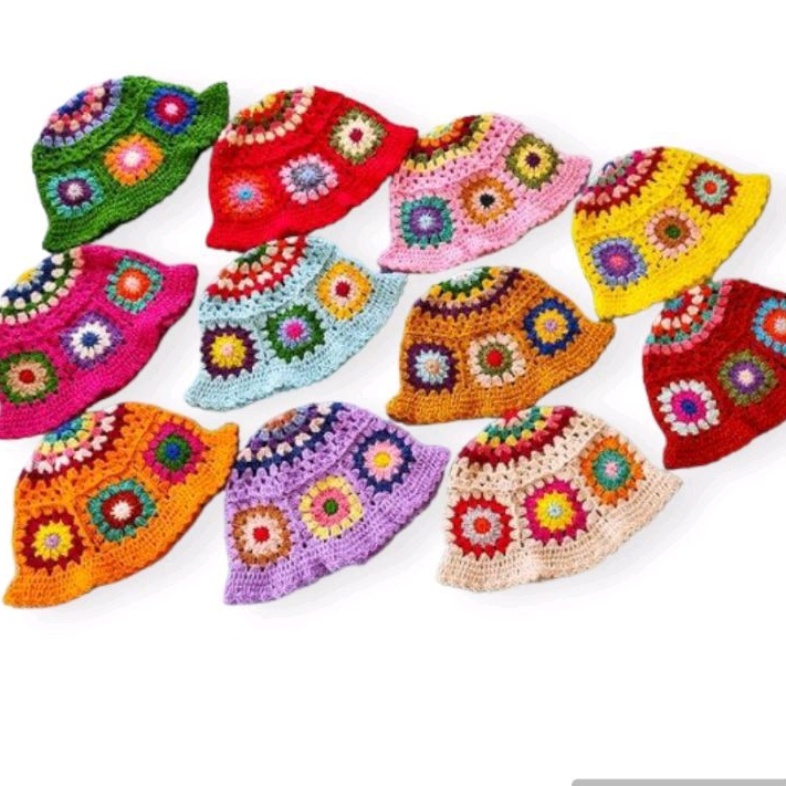 bucket hat crochet / topi rajut / bucket hat joy hello