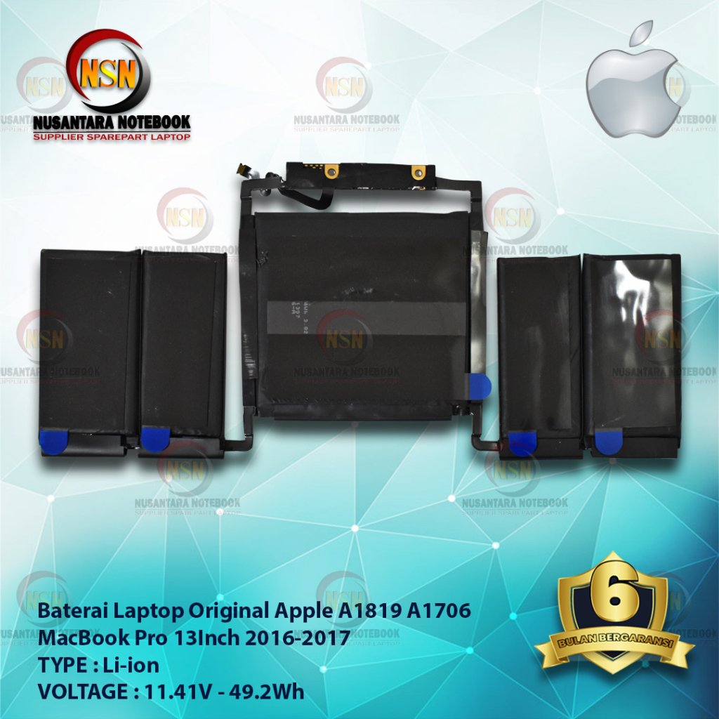 Baterai Apple ORI A1819 A1706 Mac Pro 13&quot; 2016-2017 11.41V 49.2Wh