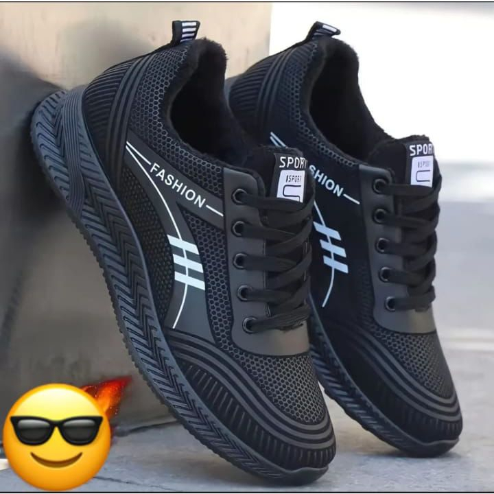 ALAS COKOER - Sepatu Sneakers Olahraga Pria Model Tali Fashion Garis