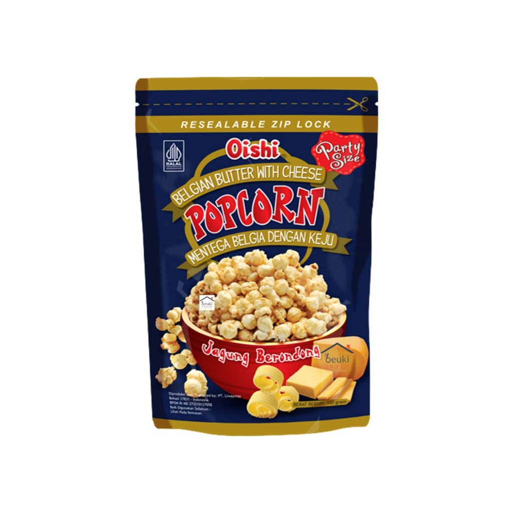 

Oishi Popcorn Belgian Butter Cheese Kemasan Pouch Party Size