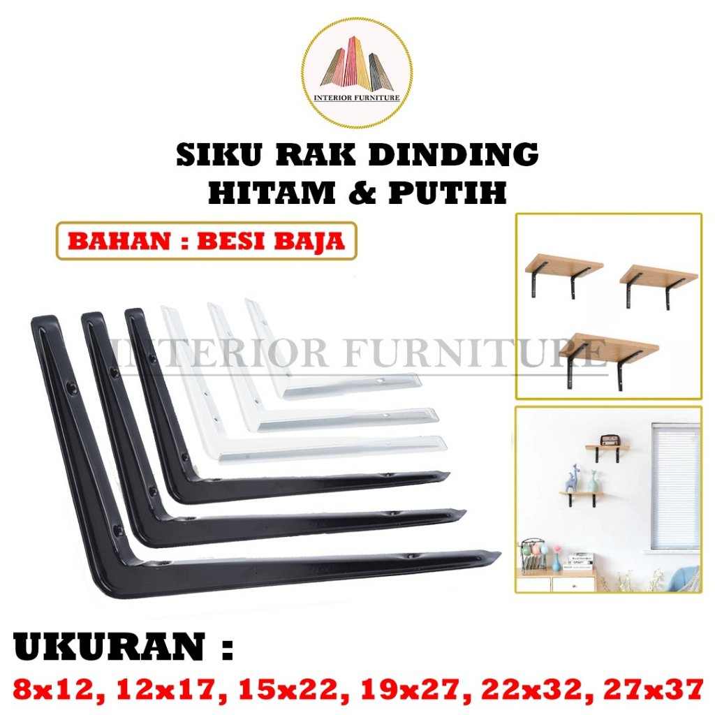 Rak Siku Dinding Besi L Rak Penyangga Ambalan HItam dan Putih KUAT DAN KOKOH