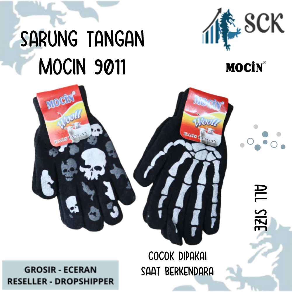 Sarung Tangan MOCIN 9011 Gelap Hitam / Sarung Tangan Motor Dewasa Kombinasi Motif MOCIN 9011 / Perlengkapan Otomotif - sckmenwear GROSIR