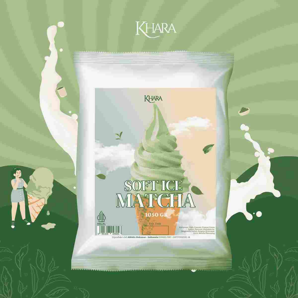 

Khara Soft Ice Cream Matcha Powder 1000gr - Bubuk Ice Cream Rasa Matcha 1000gr
