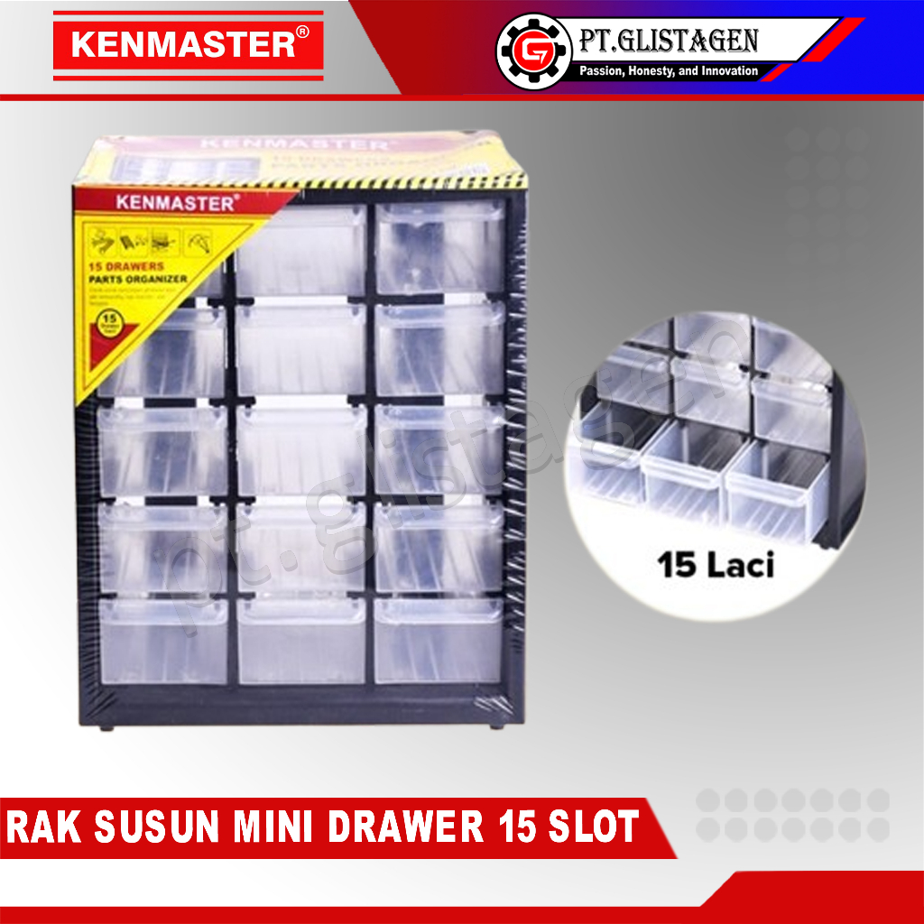 KENMASTER Rak / Kotak / Drawer Komponen 15 Slot Laci Partisi