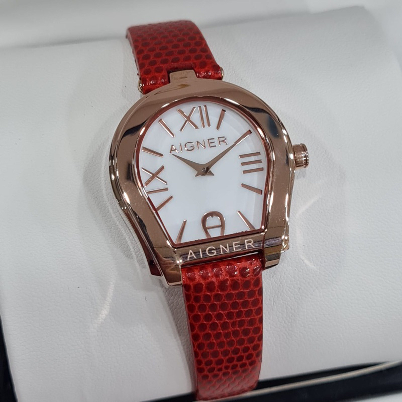 jam tangan wanita AIGNER VARESE A48611 super baterai,strap leather