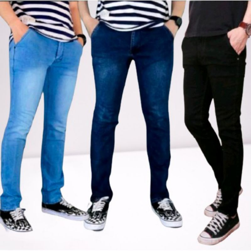 Celana Jeans Slimfit Street Cowok Skinny Terbaru Kain Melar Dan Nyaman