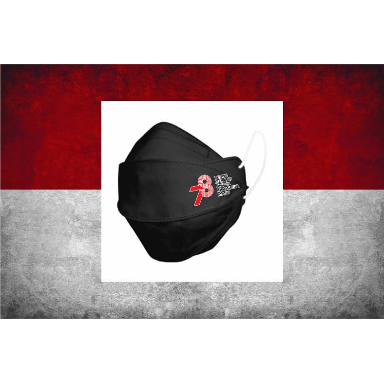 Masker Dirgahayu RI - Masker HUT RI 78 - Masker EVO KF94 Masker Merah Putih Hitam 78