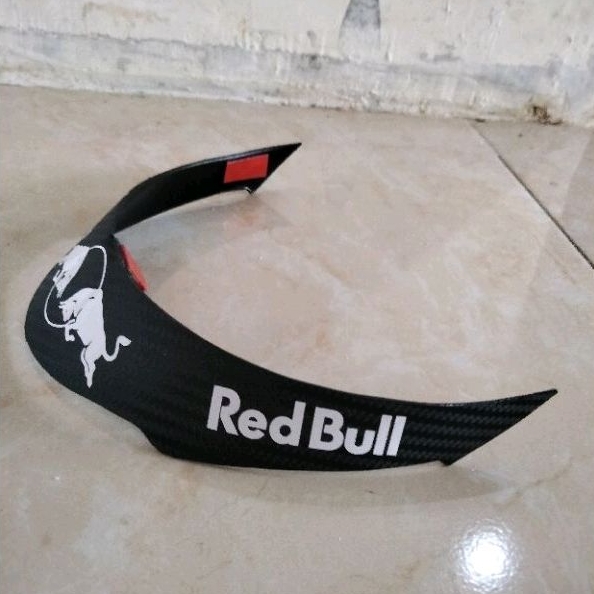 spoiler helm KYT Kyoto carbone motif red bull putih