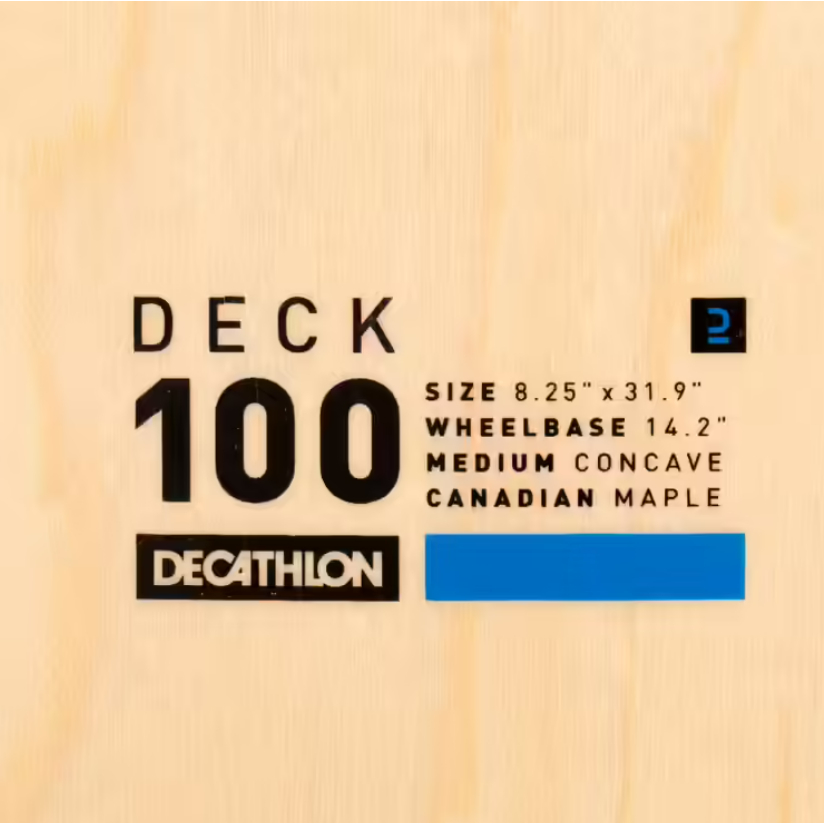 OXELO Dk 100 Skateboard Maple Polos Ukuran 8,25&quot; Dek 7 Lapis