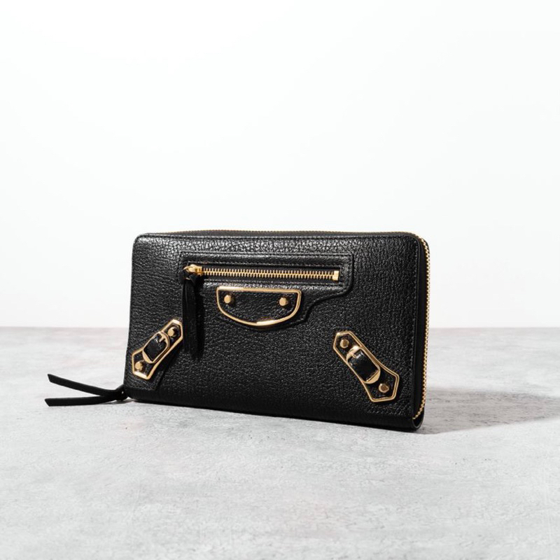 BALENCIAGA Metallic City Edge Zip Around Zippy Continental Long Wallet
