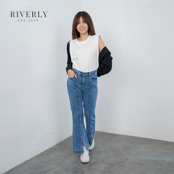 [RIVERLY] Jeans Cutbray Belah Depan - Snow Blue - 27-30