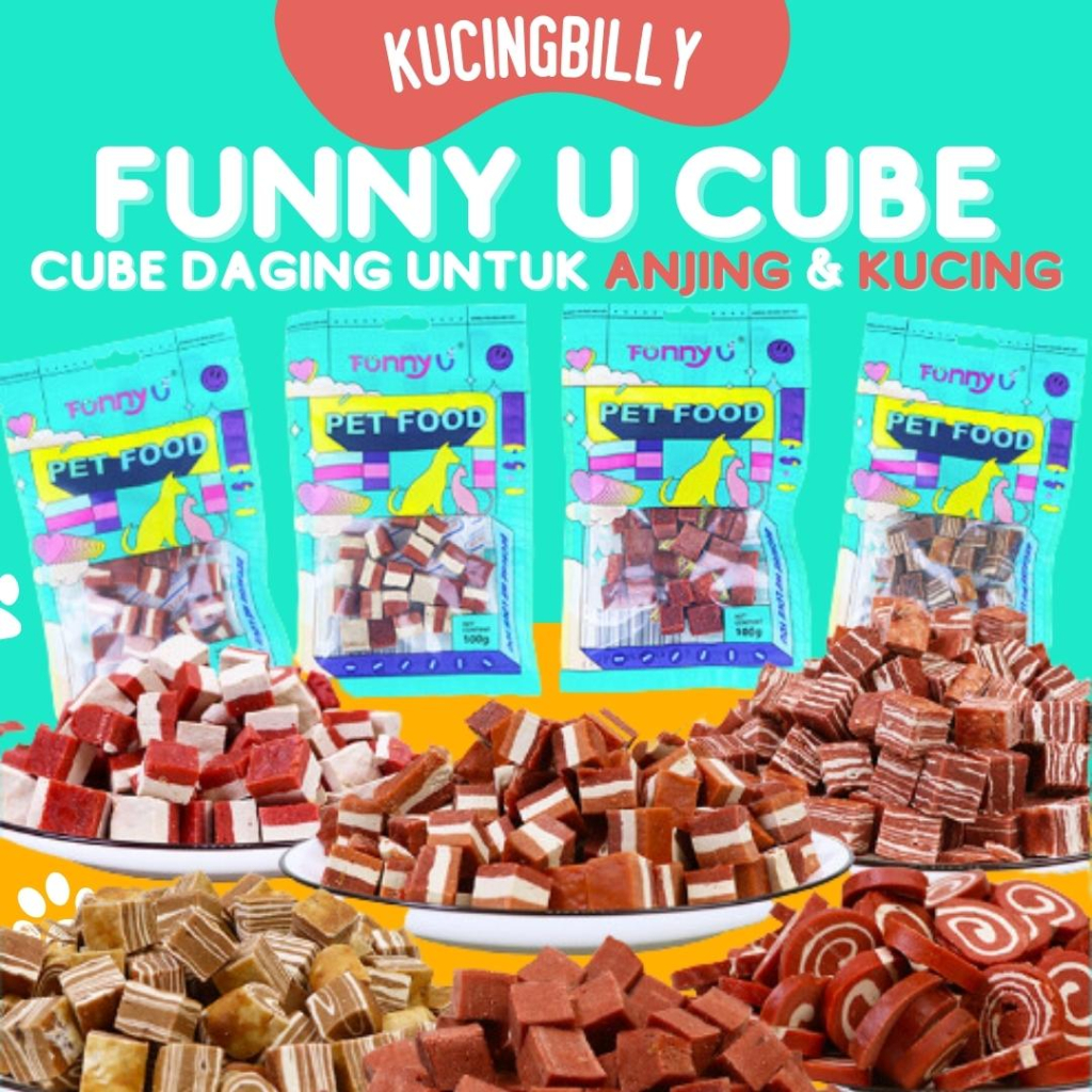 FUNNY U CUBE treats lezat kucing anjing cemilan snack