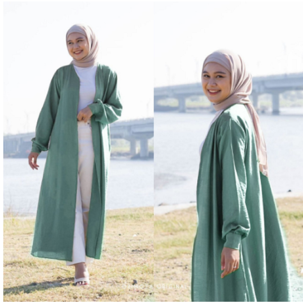 Belia Long Outer Polo Linen Cardigan panjang jumbo