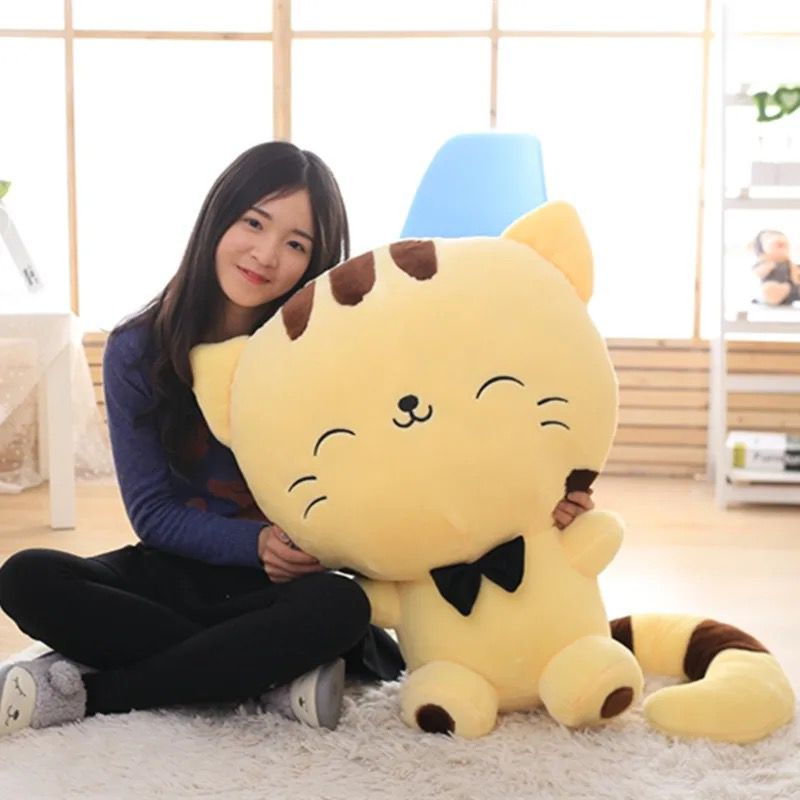 BONEKA KUCING KAWAI JUMBO BESAR PREMIUM MURAH HALUS LEMBUT LUCU GEMOY BISA UKIR NAMA COD BISA DI CUCI