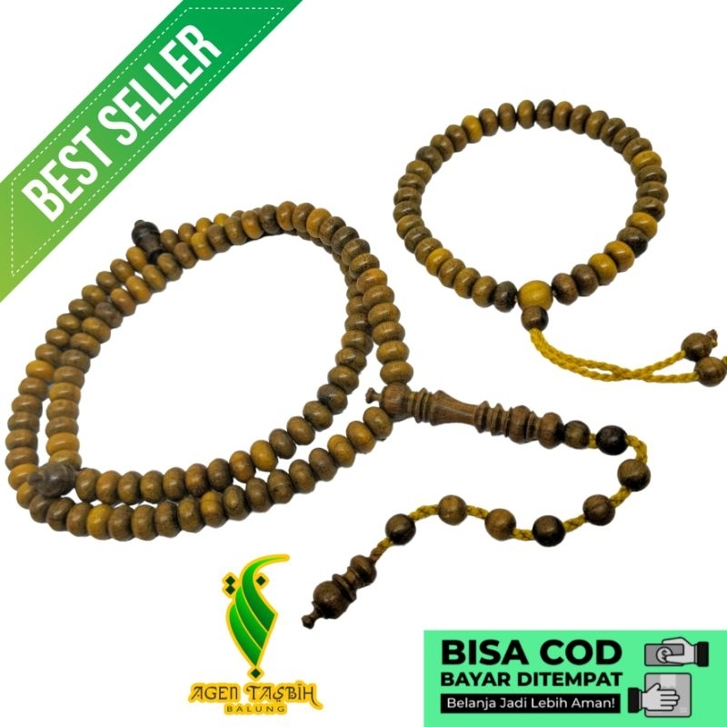 Gelang Dan Tasbih Kayu Kemuning Hitam Motif Pipih size 4×6mm COD!!!