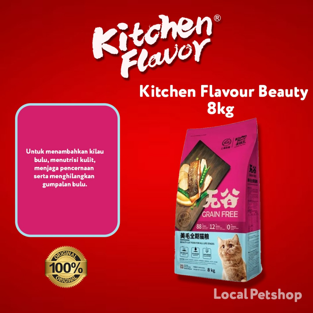 KITCHEN FLAVOR Grain Free Beauty Cat Food Dry Freshpack 8 kg Termurah