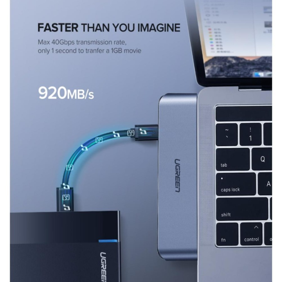 UGREEN ORIGINAL HUB Thunderbolt 3 USB Type C 6 in 1 to HDMI SD Micro SD USB 3.0 100W PD Power Delivery Adapter Adaptor for Macbook Pro Air Thunder Bolt