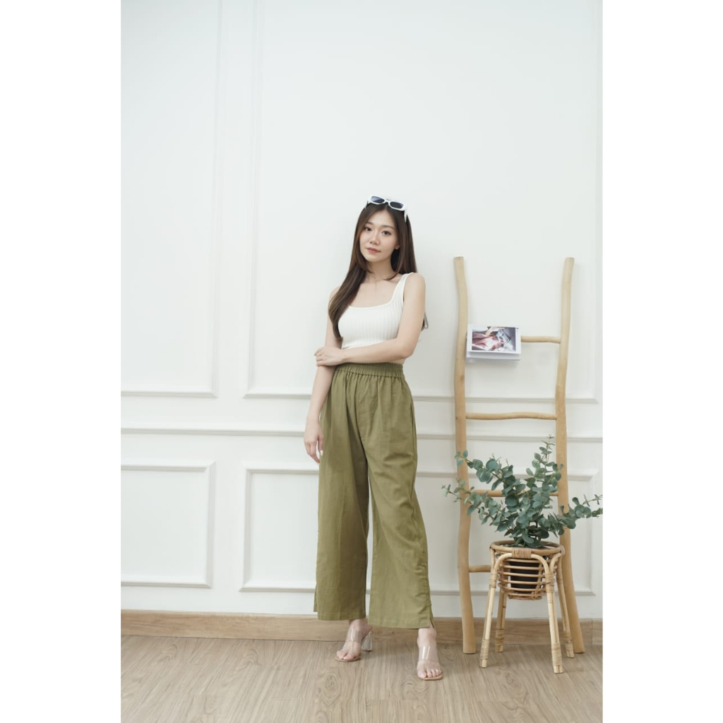 FWR - Cullote Slit Pants Linen Crinkle// Celana Kulot 2497