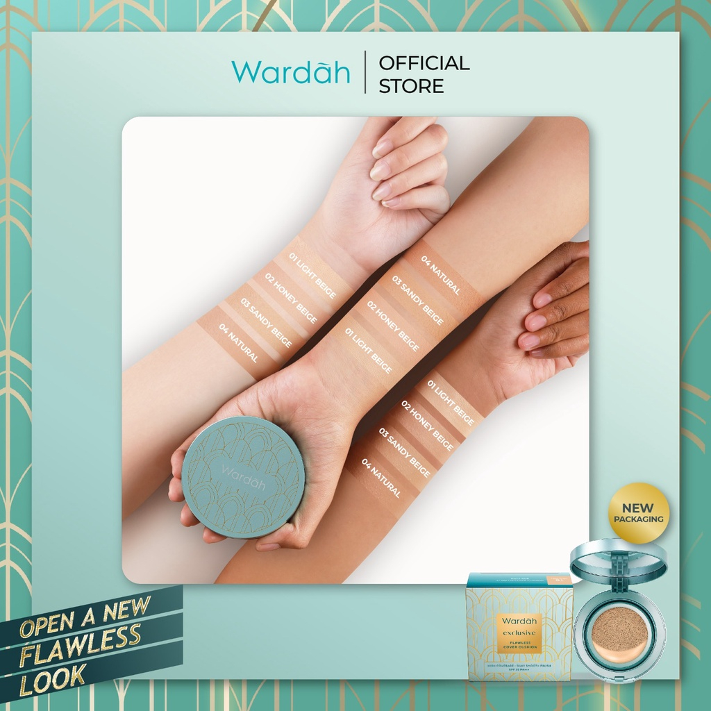 MFI - Wardah Exclusive Flawless Cover Cushion - Alas Bedak dengan Hasil Matte Flawless dan Tahan Lama | Netto 15gr