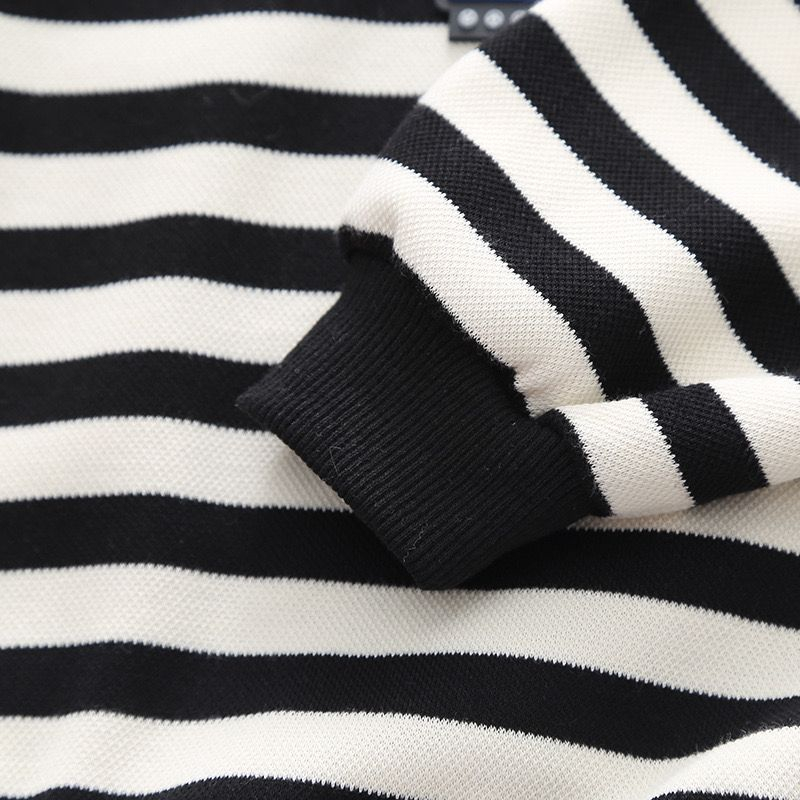 Setelan lengan panjang anak laki-laki MOTIF SALUR HITAM PUTIH SMILE usia 6 bulan-5 tahun premium import / baju anak ala korea