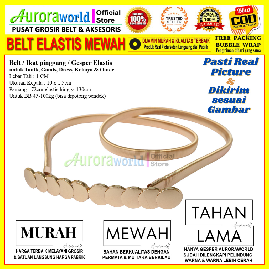 AURORAWORLD BELT ELASTIS UNTUK DRESS BELT TERBARU GAMIS TUNIK  IKAT PINGGANG WANITA ELASTIS GESPER BISA COD