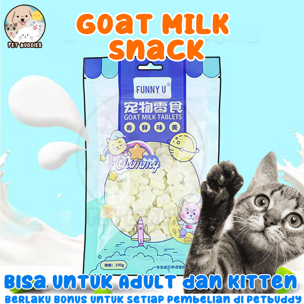 [FREE BONUS]Funny U Goat Milk Tablet 100g Suplemen Kalsium Kucing/Anjing Multivitamin